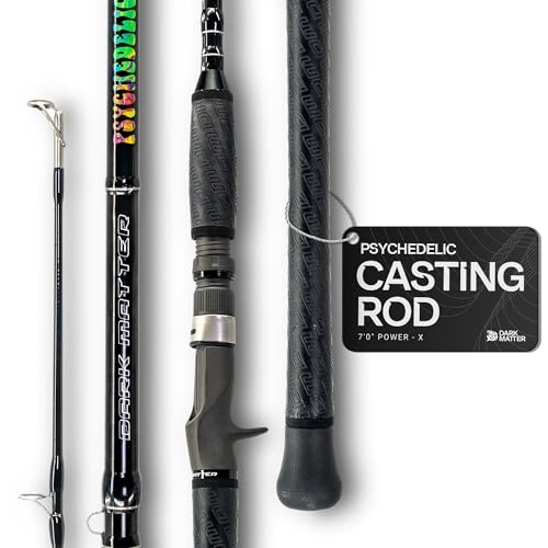 Dark Matter Psychedelic Casting Fishing Rods Medium Heavy Power X - High-Modulus M3 Carbon Nano Baitcaster Rod Saltwater and Freshwater Fishing Rods, 7ft Medium Heavy Baitcasting Rod - color: Black, size: 7'0" Power - X