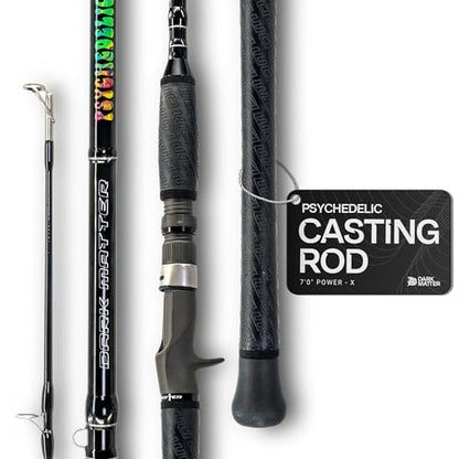 Dark Matter Psychedelic Casting Fishing Rods Medium Heavy Power X - High-Modulus M3 Carbon Nano Baitcaster Rod Saltwater and Freshwater Fishing Rods, 7ft Medium Heavy Baitcasting Rod - color: Black, size: 7'0" Power - X