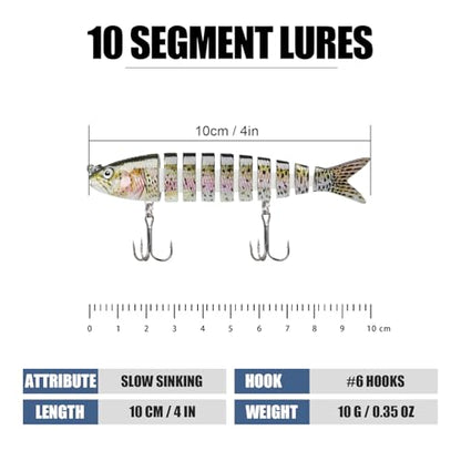 TRUSCEND Swimmax Easy Catch Fishing Lures with BKK Hooks, Wiggling, Vibrating, Rattling and Gurgling for More Bites, Heavy-Duty Dyneema Fiber Jointed Swimbaits for Bass, Trout, Crappie, Walleye, Pike - color: B-4",0.35oz