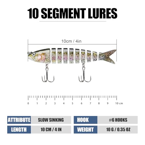 TRUSCEND Swimmax Easy Catch Fishing Lures with BKK Hooks, Wiggling, Vibrating, Rattling and Gurgling for More Bites, Heavy-Duty Dyneema Fiber Jointed Swimbaits for Bass, Trout, Crappie, Walleye, Pike - color: B-4",0.35oz