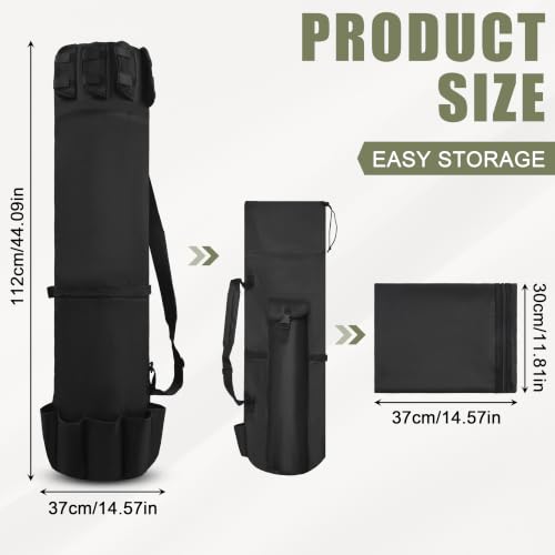 AGOOL Fishing Pole Bag with Rod Holder Fishing Rod Bag, 5 Rod & Reel Organizer Bag Waterproof Large Capacity Fishing Tackle Storage Bag Travel Carry Case Fishing Gifts for Men - color: Black