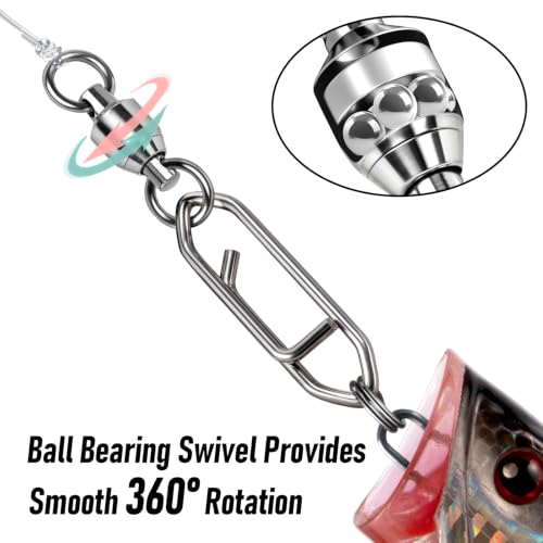 Alwonder 30-Pack Fishing Speed Clips Quick Change Snap Swivels, Ball Bearing Swivel Power Clips Fishing Snap Swivels Freshwater Saltwater Crankbait Popper Lures Quick Snaps Connectors Tackle - size: Size 0+S (33LB) 30pcs