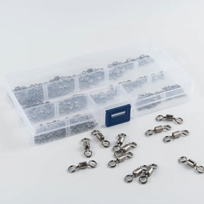 Dr.Fish Barrel Fishing Swivels, Available from #12-#12/0, Stainless Swivels Fishing Tackle Saltwater, Freshwater, Leader/Line/Lure Connector - size: #1/0(0.83")-132LB-40 Pack