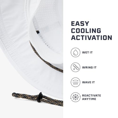 MISSION Cooling UPF Boonie Hat - Unisex Sun Hat for Hiking, Beach & Fishing - Sweat & Water Activated Technology - color: White