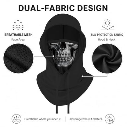 Skull Balaclava Hat for Women Men Sun UV Protection Summer Cooling Full Face Mask Cycling Hiking Fishing Outdoor Sports - color: Skull 01