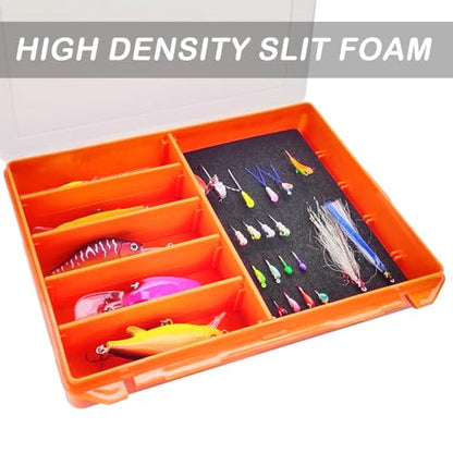 Aventik Fishing Tackle Box Slit Foam Case Jig Box Head Hooks Spinners Spoons Storage Tackle Tray (Orange-3502lure box) - style: Orange-3502lure box(2)
