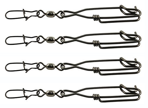 Longline Fishing Snap Clips High Strength Stainless Steel Floatline Tuna Clips Branch Hangers with Duo Lock Snap Swivels Saltwater Fishing Long Line Clips Longline Decoys - size: 4pcs