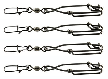 Longline Fishing Snap Clips High Strength Stainless Steel Floatline Tuna Clips Branch Hangers with Duo Lock Snap Swivels Saltwater Fishing Long Line Clips Longline Decoys - size: 10pcs