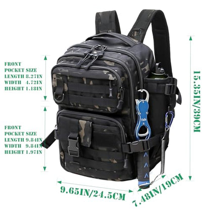 Fishing Backpack Fishing Tackle Storage Bag Fishing Gear and Equipment with Rod Holder Fishing Tackle Shoulder Sling Bag Backpack for Outdoor Fishing, Hunting, Hiking (Black) - color: Black