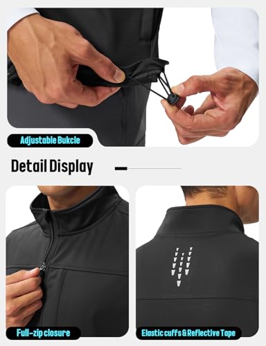 TBMPOY Men's Lightweight Softshell Vests Windproof Sleeveless Jackets Golf Outdoor Outerwear Summer Hiking Travel Cycling - color: Black, size: X-Large