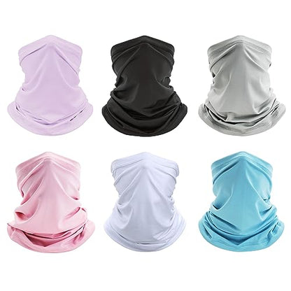 6 Pack Neck Gaiter Bandana Face Mask: Cooling Gator Mask Face Cover Neck Scarf Balaclava - color: Multicolor Light 6