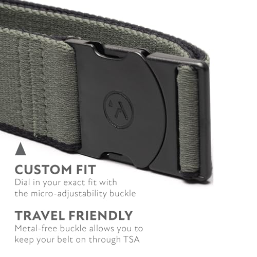 Arcade The Original Unisex Adventure Belt, Heavy Duty Elastic Webbing, Non-Metal Travel Friendly Buckle - color: Blackwood - Ivy Green, size: Standard (Up to 40"); 1.5" Wide