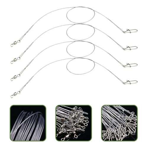 UKCOCO 24pcs Stainless Steel Bite-Resistant Fishing Leaders with Swivel and Soft Wire 250mm High-Strength Fishing Wire for Catfishing and Gear