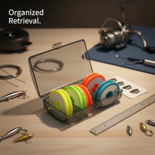 Fishing Line Spool Storage Box, Durable PP Plastic Organizer for Tackle Boxes, Keeps Spools Secure and Tangle-Free - size: 2.76 x 4.13 x 1.18 in