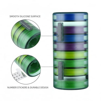 Silicone Fishing Line Spool Organizer Box with Number Stickers for Tackle Storage and Gear Organization - size: 4.72 x 2.44 x 0.47 in
