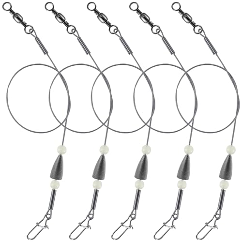Dr.Fish 15 Pack Carolina Ready Rigs 10'' for Bass Fishing, Freshwater Fishing Wire Leader Line Pre-Rigged Bullet Sinker Swivels - color: Lead Weights, size: 1/4oz-15 Pack