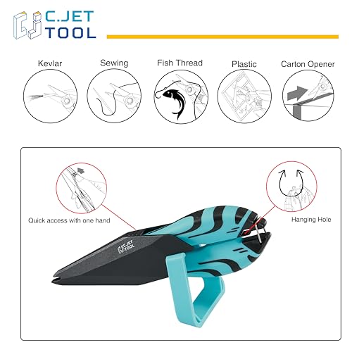 C.JET TOOL Precision Braided Fiber Optic Scissors, Wire Kevlar Cutter, Fiber Optic Tools for Optic Cable, Kevlar Fabric, Braided Fishing Line, Gardening, Carton Opening, Ergonomic Handle Design
