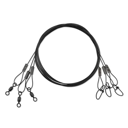 AFW Surflon Fishing Leaders – Black Nylon Coated Stainless Steel Wire, Swivel & Snap, 3 Pack, Variety Pack – Strong Leader Line for Catfishing & Toothy Game Fish - size: 30 lb, style: 24 Inch