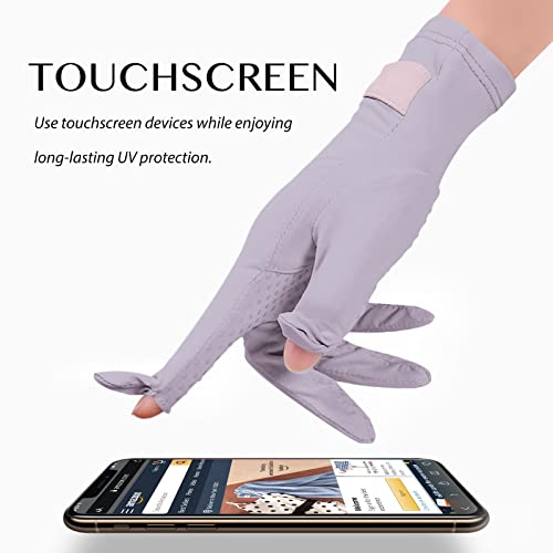 SayWow Driving Gloves Women for Sun UV Protection UPF 50+ Touchscreen Full Finger - color: Purple
