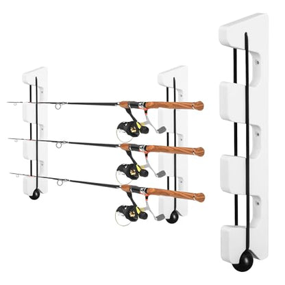 Wall Mount Fishing Rod Holders,3 Rod Holder Storage for Wall & Garage Storage Organizer Gear Equipment Gifts (Square Hole) - style: Thick style