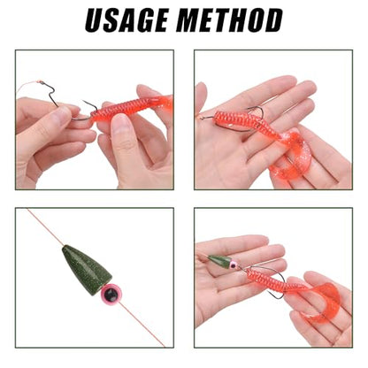 Bullet Fishing Sinkers Bass Fishing Weights Kit, 60pcs Worm Fishing Slip Weights Painted Pitching Flipping Weight Worm Weights for Bass Fishing Texas Rig Carolina Rig - style: Green-60pcs