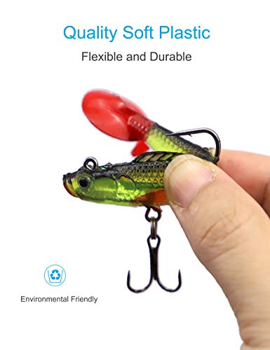 Lures for Bass Jig Head Soft Swimbait, 6-Pack 6 Colors Plastic Bait for Saltwater/Freshwater Fishing