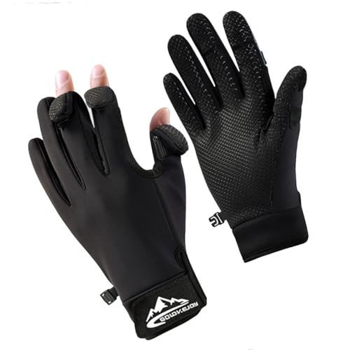 SUJAYU Fishing Gloves Men & Women, Ice Fishing Gear Hunting Gloves for Men Cold Weather, Kayak Gloves Fly Fishing Gear Cold Weather Hunting Gear - color: Black, size: X-Large