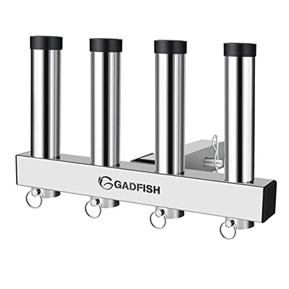 Stainless Steel Hitch Fishing Rod Holder, GADFISH Hitch Mount Rod Holder, 4 Link Tube for 2" Hitch Receivers with Quick Release Pin,Truck Adjustment Fishing Rod Rack, Fishing Pole Holder