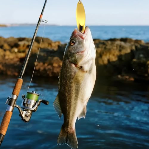 Fishing Lures Fishing Spoons, 5pcs/25pcs/30pcs/50pcs Trout Lures Bass Lures Hard Metal Spinner Baits for Salmon Bass Trout - color: Gold and Silver-50pcs