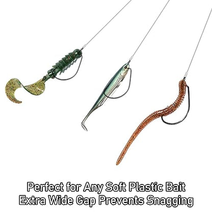 Dr.Fish EWG Hooks Bass Fishing Worm Hooks Extra Wide Gap Freshwater Fishing Carolina/Texas Rig - color: Black Nickel, size: #3/0-50 Pack