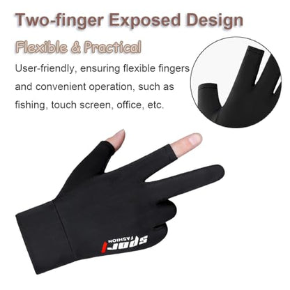 FGSS Summer Fishing Gloves for Men UV Sun-Protection Cycling Gloves Anti-Slip Fingerless Gloves for Driving Hiking Outdoor - color: Black