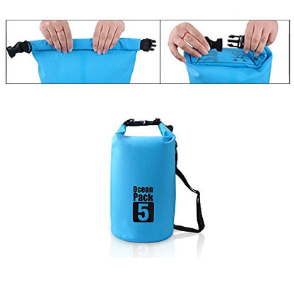 Dry Sack/Floating Waterproof Bag 2L/5L/10L/20L/30L for Boating, Kayaking, Hiking, Snowboarding, Camping, Rafting, Fishing and Backpacking - color: Blue, size: 5L