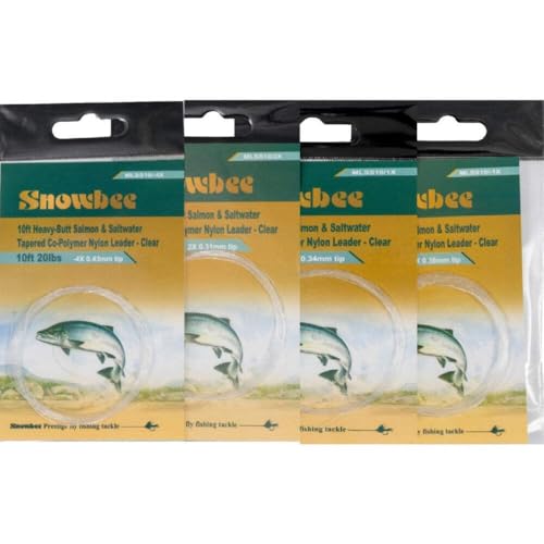 Snowbee Heavy Butt Mono Leader 10ft -1X – 10 ft -1X (~16 lb, 0.38 mm) – Heavy Butt Leader for Powerful Fly Turnover and Bulky Patterns