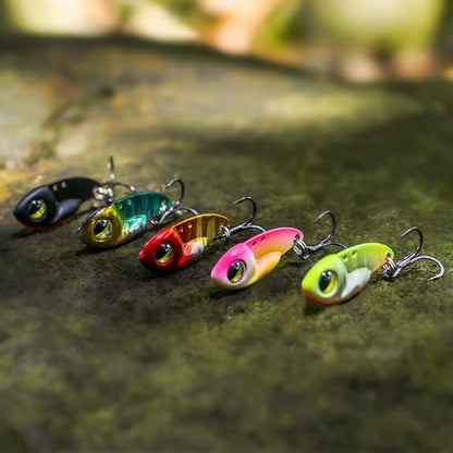 TRUSCEND Vibespinner Easy Catch Fishing Lures with BKK Hooks, Tail Spinner Baits with 4 Actions, Vibrating Swimming Flashing & Jigging for More Bites, Spoon Lures for Bass Trout Crappie Walleye Pike - color: C1-0.07oz-0.8"