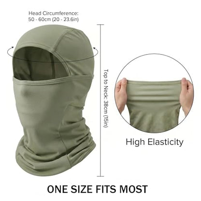 Balaclava Face Mask Sun UV Protection, Summer Cooling Breathable Full Face Mask for Motorcycle Skiing Cycling Fishing - color: Army Green