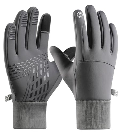 SUJAYU Winter Gloves Men Women, Cold Weather Touch Screen Gloves for Running Cycling Driving Men Women, Warm Gloves Waterproof in Winter Autumn Spring - color: Grey, size: Large