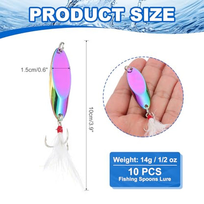PATIKIL Fishing Spoons, Fishing Lures Casting Spoon Treble Hooks Jigs Hard Metal Spinner Baits - color: Multicolor, size: 1/2 oz