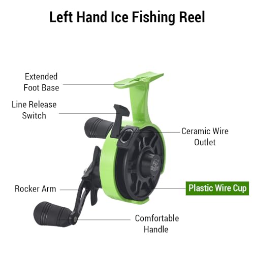 Lixada Wire Cup Ice Fishing Reel Plastic Line Speed Adjustable 2.8:1High Speed Ratio, Raft Fishing Wheel Lightweight Front Fishing Reel for Ice Fishing, Left/Right Hand - color: Left Hand
