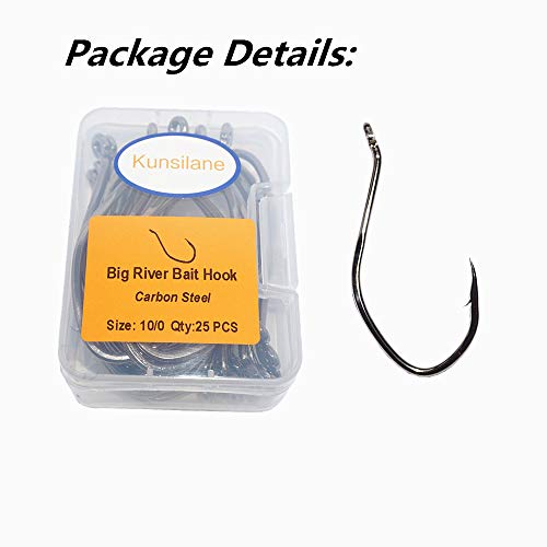 Catfishing Hooks Big River Bait Hook 25/50/100pcs, Fishing Hooks for Saltwater Freshwater,Catfish Striper Flathead Carp Bass 1# 1/0 2/0 3/0 4/0 6/0 8/0 10/0 - size: 50PCS 1/0