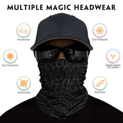 Neck Gaiter for Men Women Headwear Bandana Head Wrap Face Scarf Mask Cover Warmer Balaclava-Seamless & Versatile - color: A-6pcs-black Style 2