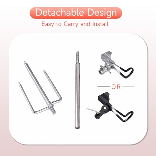 Fishing Pole Holder Upgraded 360° Adjustable Stainless Steel, Fishing Rod Holder for Ground, Heavy Duty Bank Fishing Outdoor Fishing Gear - color: 4P Silver