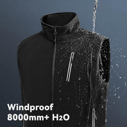 Men's Lightweight Vest Golf Soft Shell Vests Travel Casual Sleeveless Jacket Windbreaker Hiking Outerwear - color: Black, size: X-Large