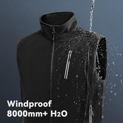 Men's Lightweight Vest Golf Soft Shell Vests Travel Casual Sleeveless Jacket Windbreaker Hiking Outerwear - color: Black, size: Large