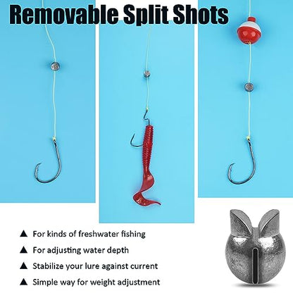 100pcs Split Shot Fishing Weights Removable Round Clip On Fly Fishing Line Sinkers Freshwater Saltwater Split Shot Fishing Sinkers Weights - style: 2.5g-100pcs
