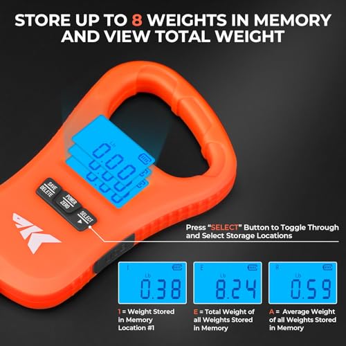KastKing ToughTide Fishing Scale, USB Charging, 65lb Capacity, Ultra-Thin Digital Fish Scale, LCD Display, Ergonomic Handle, Fish Scales Digital Weight, Fishing Accessories for Men - color: D: Orange Combo