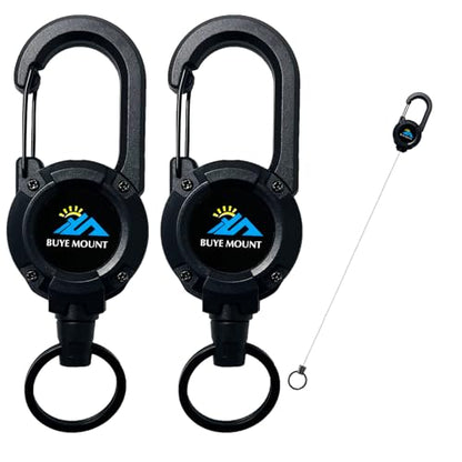 Yojaro Retractable Keychain Heavy Duty 2Pack, Multitool Carabiner Badge Holder, Retractable Keychain Clip Id Holder, Upgraded 58cm Stainless Steel Cord Black - color: 2 Pack Black