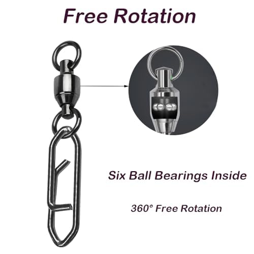 Snap Fishing Swivels Ball Bearing Swivel High Strength Fishing Swivels Saltwater Stainless Barrel Swivel for Freshwater - size: Size 3+M (70lb) 50 PCS