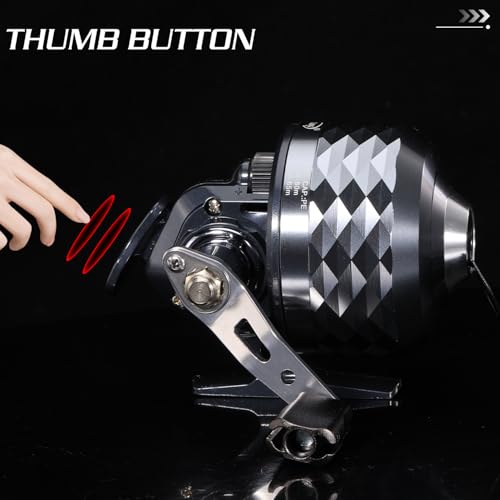 Sougayilang Spincast Fishing Reel - 3.9:1 High Speed, All-Metal Gears, 10LB Drag - Easy Push Button Casting for Bass, Trout, Catfish - Left/Right Hand Changeable，Includes Monofilament Line