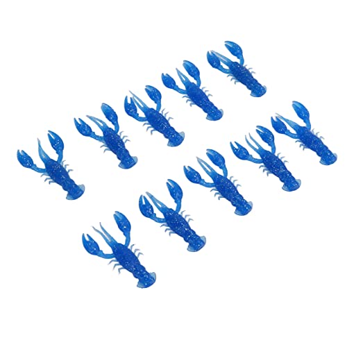 Acouto 10pcs Soft Fishing Lure Crawdad Bait PVC Shrimp Artificial Soft Lure Baits for Bass Fishing – Dark Brown Crawfish Plastics, 5.5cm Lifelike Action, Reusable & Tear for - color: Blue
