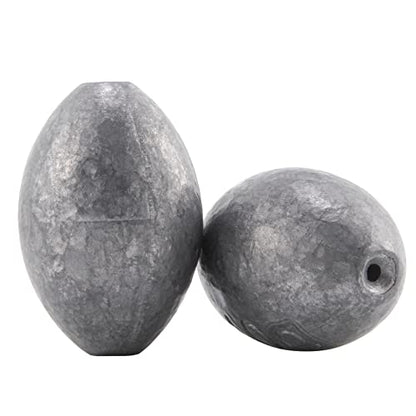 Dr.Fish Egg Sinker Lead Fishing Weights Oval Shaped Catfishing Weights Bank River Freshwater Saltwater Fishing Bass Casting - size: 1/2oz-20 Pack